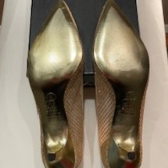 Adrianna Papell Lois Honeycomb Dress Pumps Gold Mesh 8.5M - Picture 7 of 11